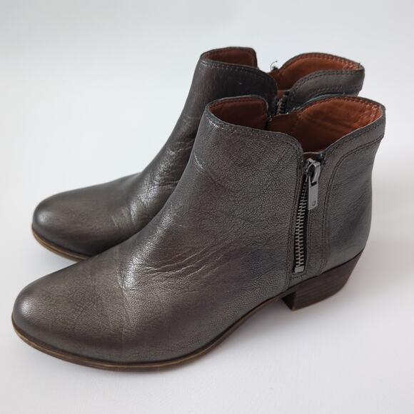 Lucky Brand Women's Booties 7.5 M Breah Ankle Boots Metallic Silver Gunmetal EUC - Picture 3 of 10